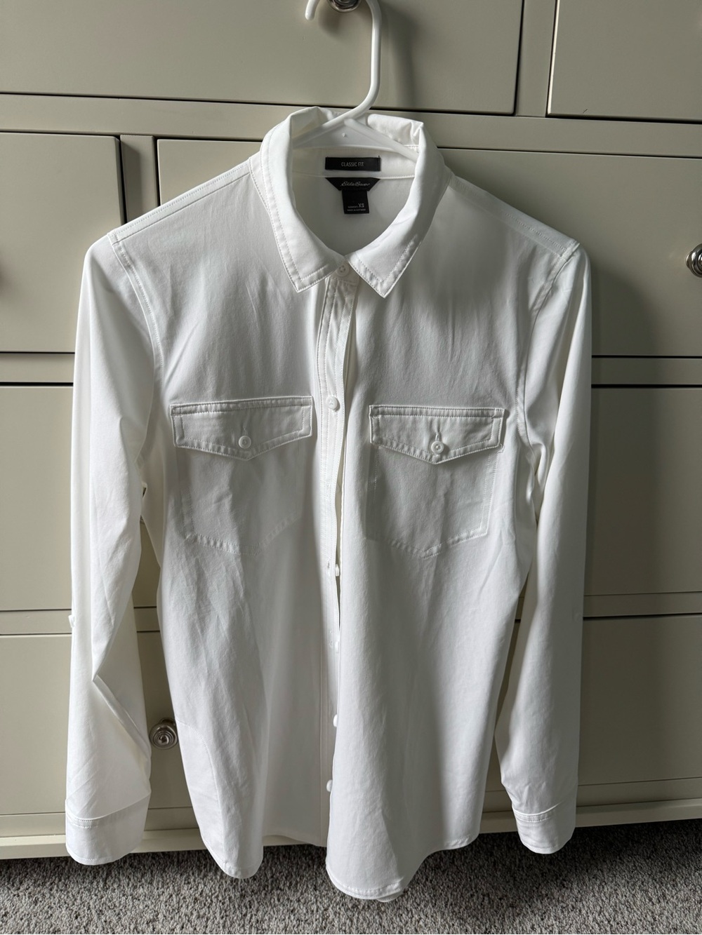 Eddie Bauer White Button-Up Shirt with Chest Pockets